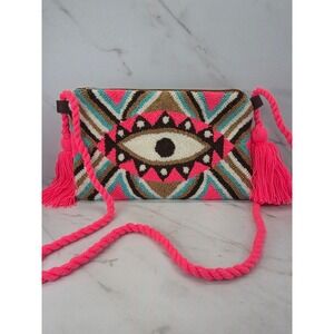 Wuitusu Eye Design Crossbody Bag Clutch‎ Tassel Accents Colorful